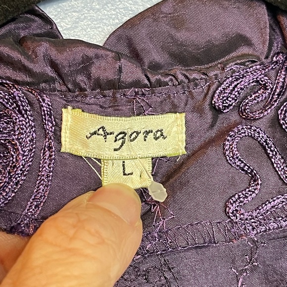 Angora Textured Purple Embroidered Rhinestone Button Blazer Size L - Picture 4 of 7